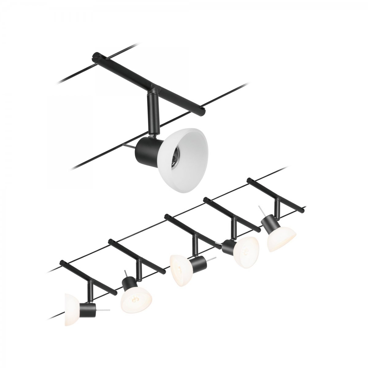 Paulmann No. 94450 Seilsystem Sheela 5 Spots Schwarz ohne Leuchtmittel DC 60VA