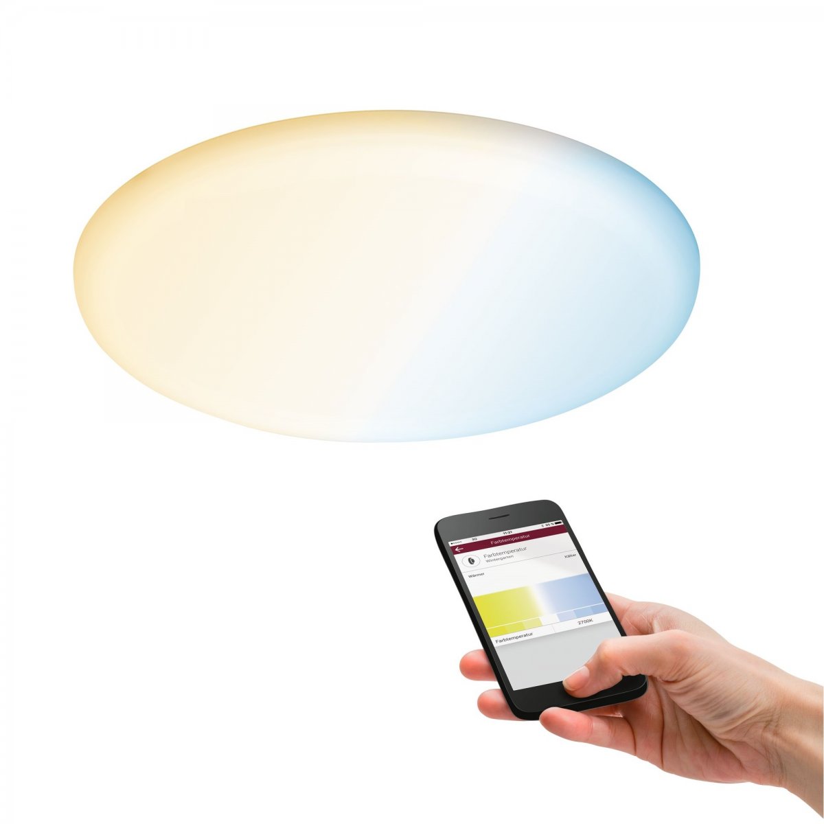 Paulmann No. 95387 Smart Home Zigbee LED Einbaupanel Veluna VariFit TunableWhite 215mm IP44