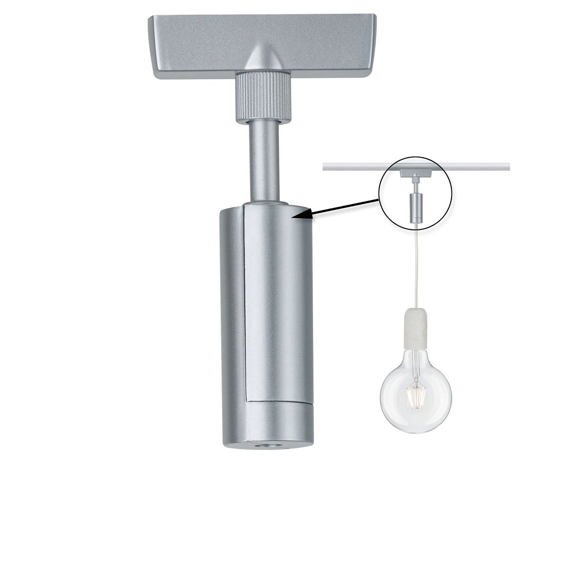 Paulmann No. 95551 URail Universal Pendel Adapter Chrom matt Metall Kunststoff