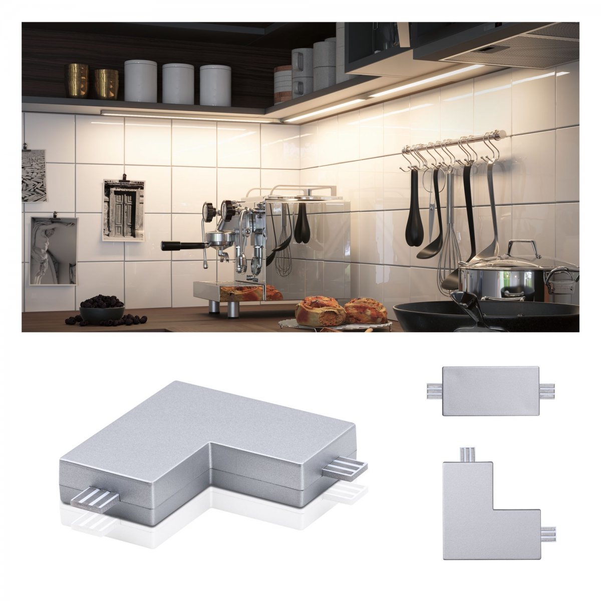 Paulmann No. 99970 M�belleuchten Clever Connect Eck-Verbinder Barre Chrom matt 12V