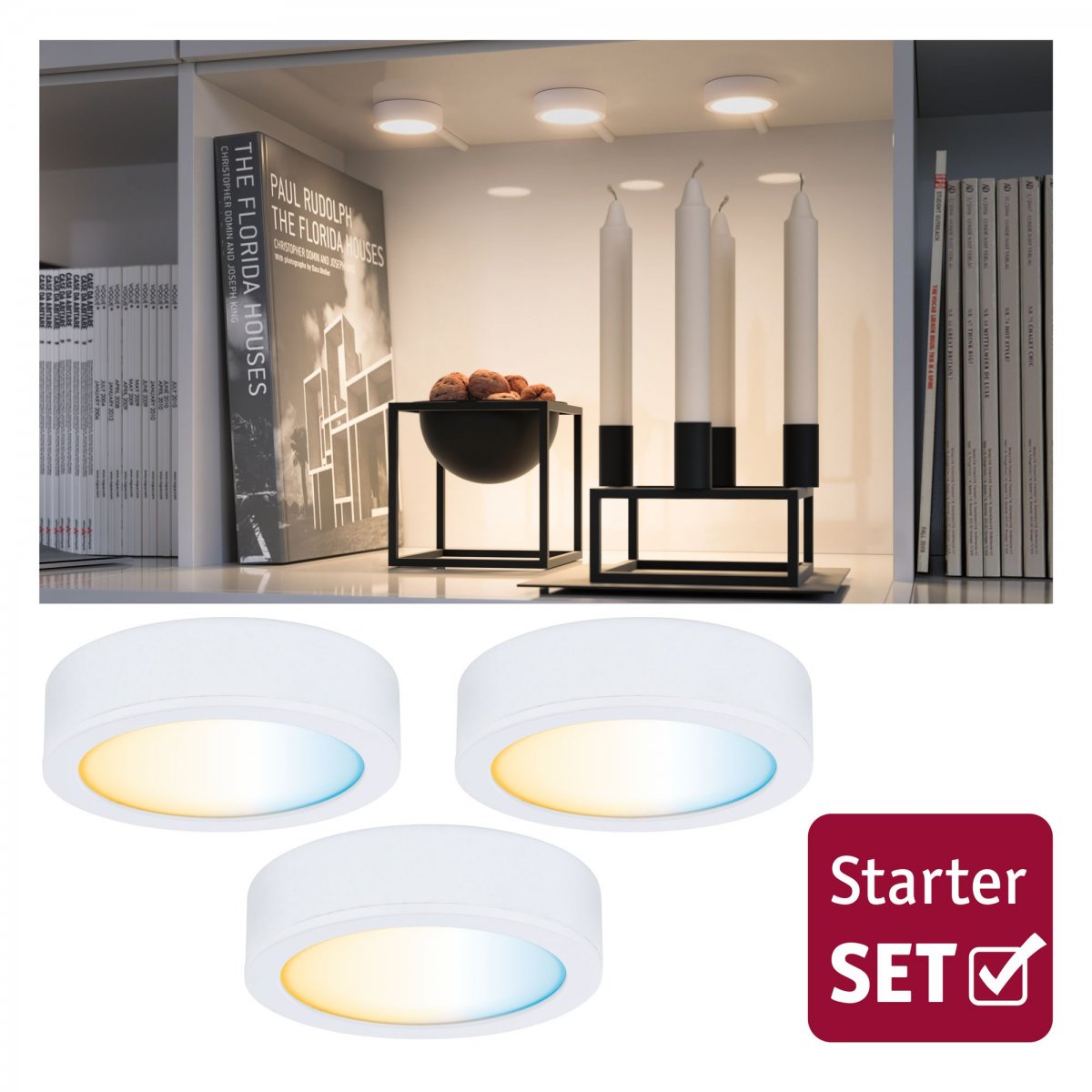 Paulmann No. 99975 M�belleuchten Clever Connect Starter Set Disc Wei� matt 12V Tunable White