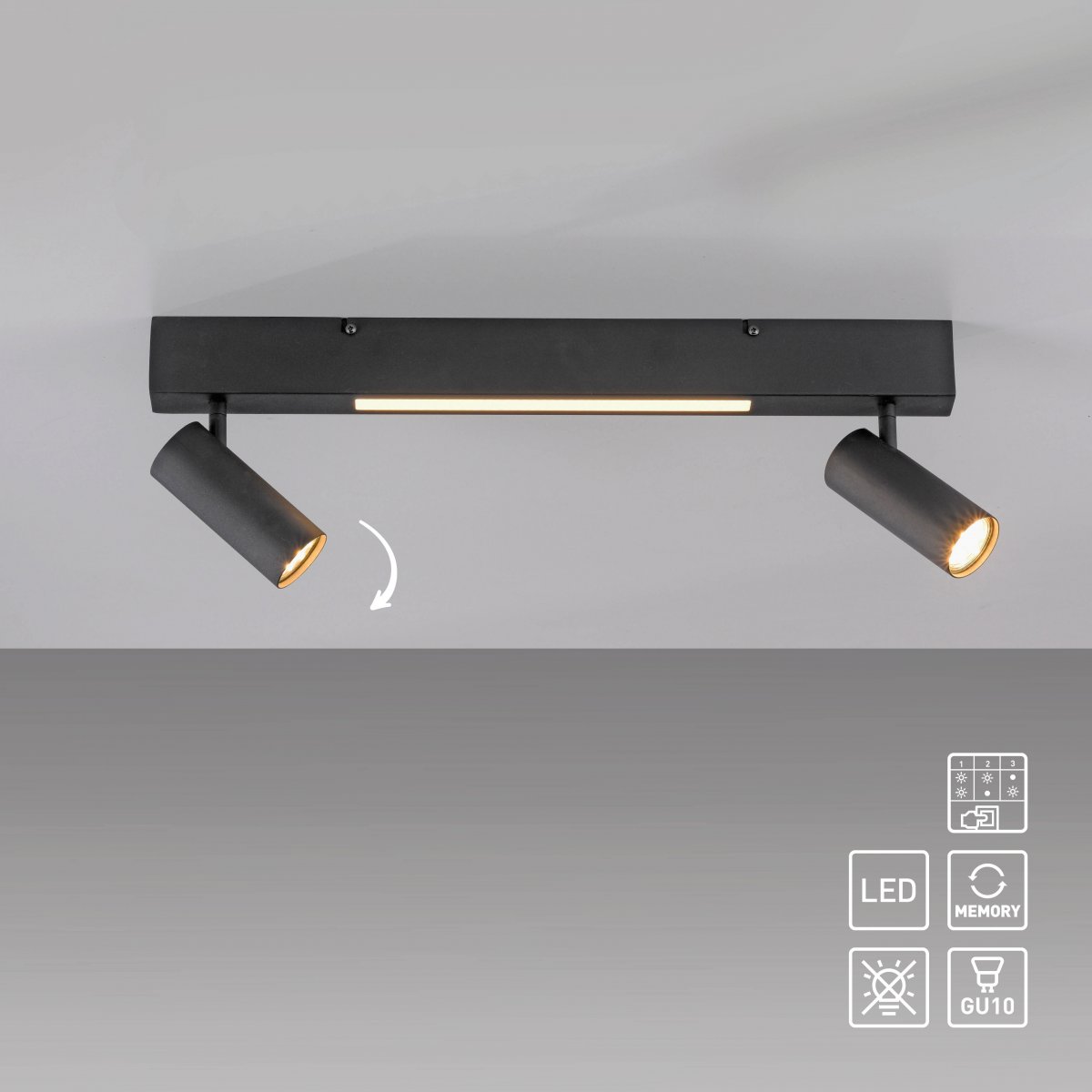 SCH�NER WOHNEN-Kollektion LED Deckenleuchte DANTE, schwarz, 2-flammig