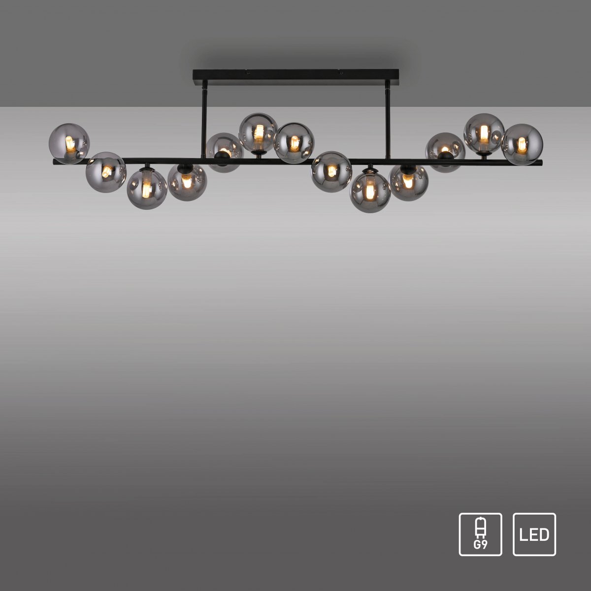 SCH�NER WOHNEN-Kollektion LED Deckenleuchte DUBAI, schwarz, 13-flammig