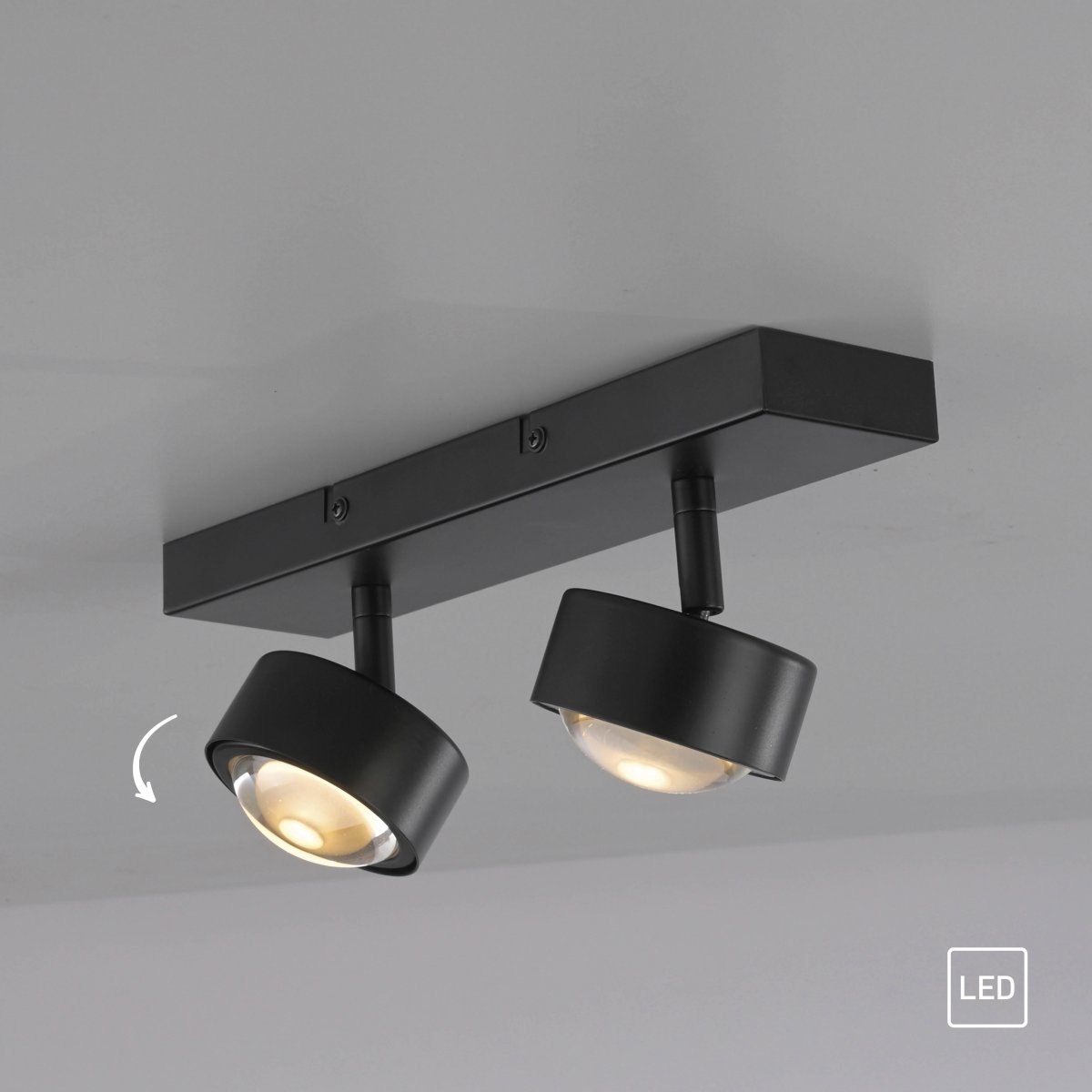 SCH�NER WOHNEN-Kollektion LED Deckenleuchte KULU, schwarz, 2-flammig