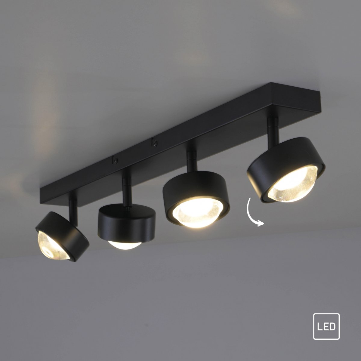 SCH�NER WOHNEN-Kollektion LED Deckenleuchte KULU, schwarz, 4-flammig