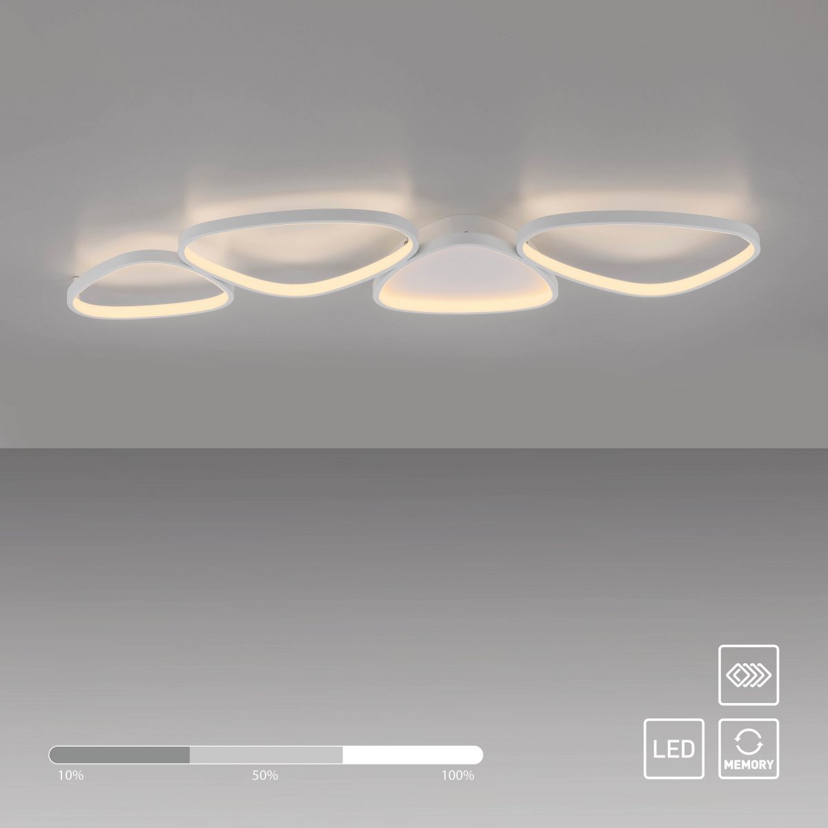 SCH�NER WOHNEN-Kollektion LED Deckenleuchte PEBBLES, weiss, dimmbar, l�nglich