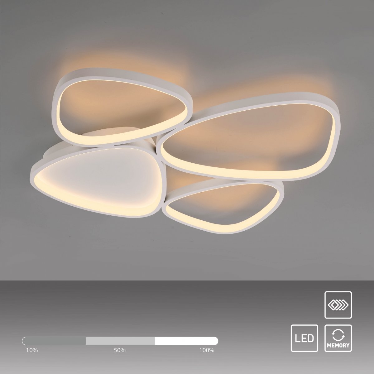 SCH�NER WOHNEN-Kollektion LED Deckenleuchte PEBBLES, weiss, dimmbar
