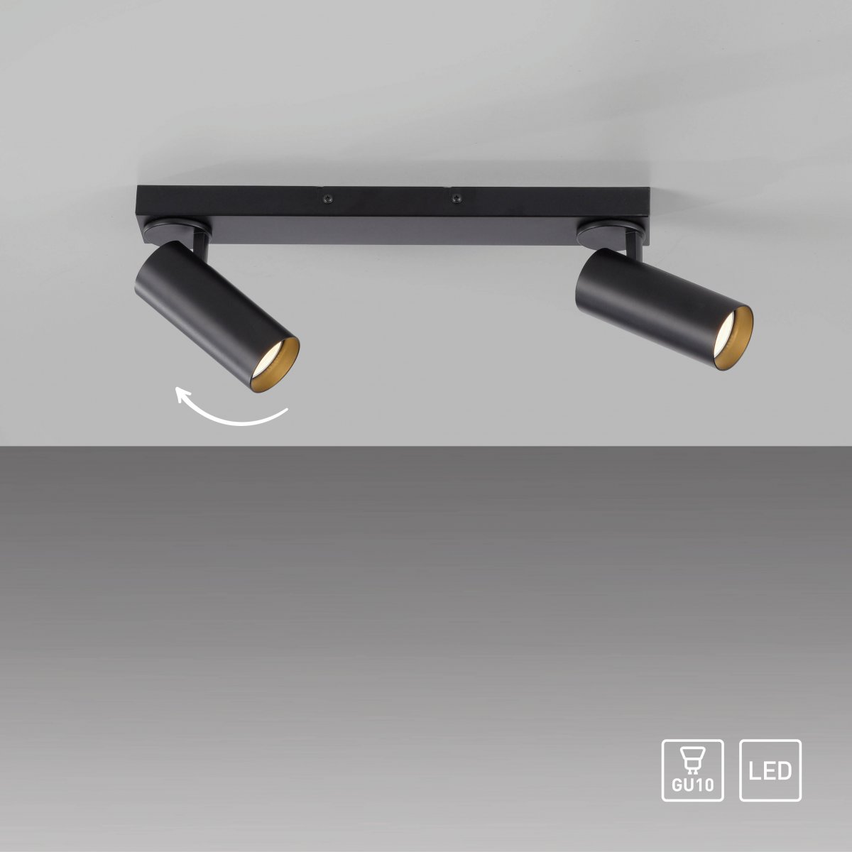 SCH�NER WOHNEN-Kollektion LED Deckenleuchte RIK, schwarz, 2-flammig
