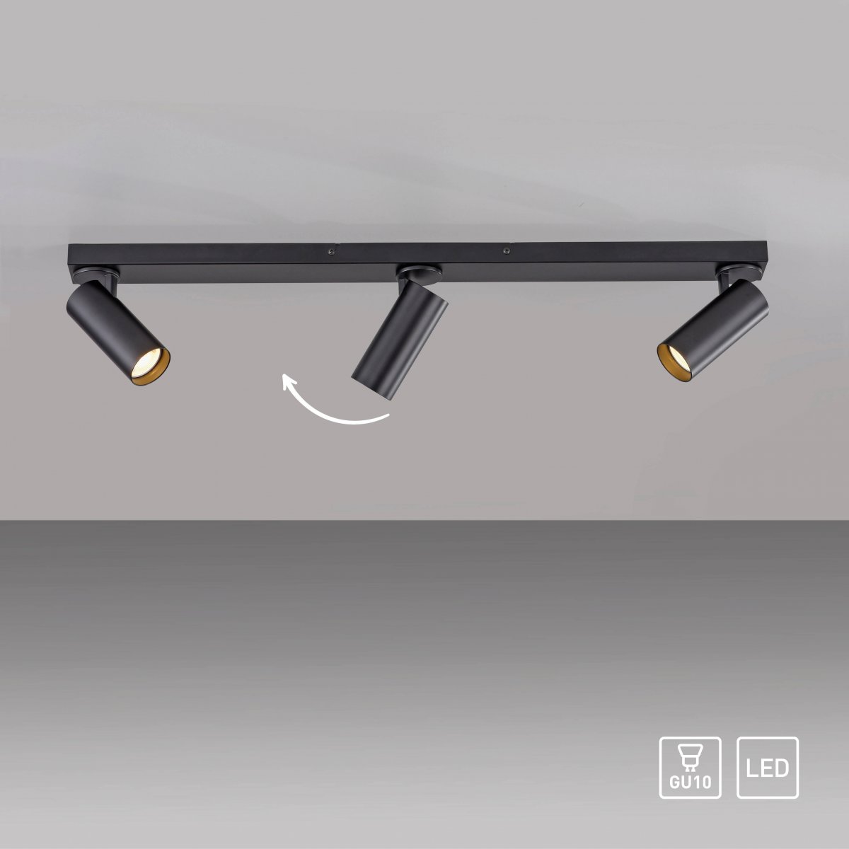 SCH�NER WOHNEN-Kollektion LED Deckenleuchte RIK, schwarz, 3-flammig
