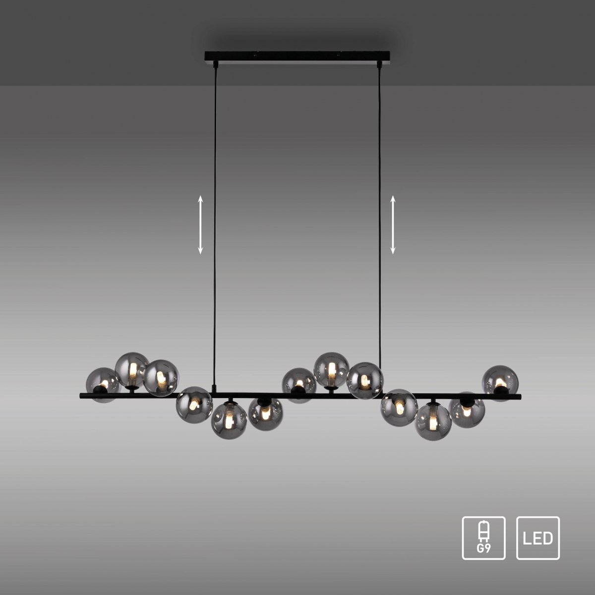 SCH�NER WOHNEN-Kollektion LED Pendelleuchte DUBAI, schwarz, 13-flammig