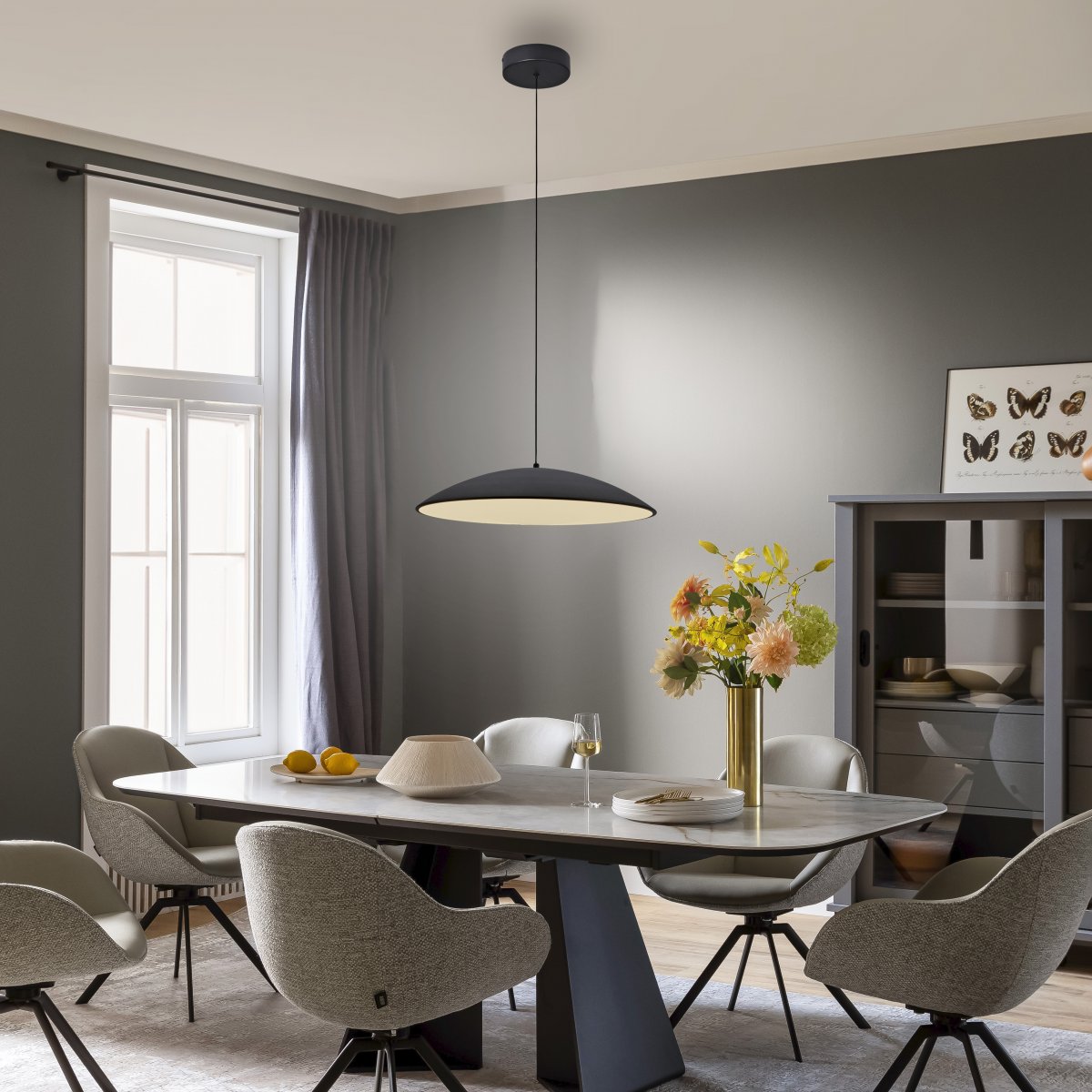 SCH�NER WOHNEN-Kollektion LED Pendelleuchte LENTE 50, schwarz, dimmbar