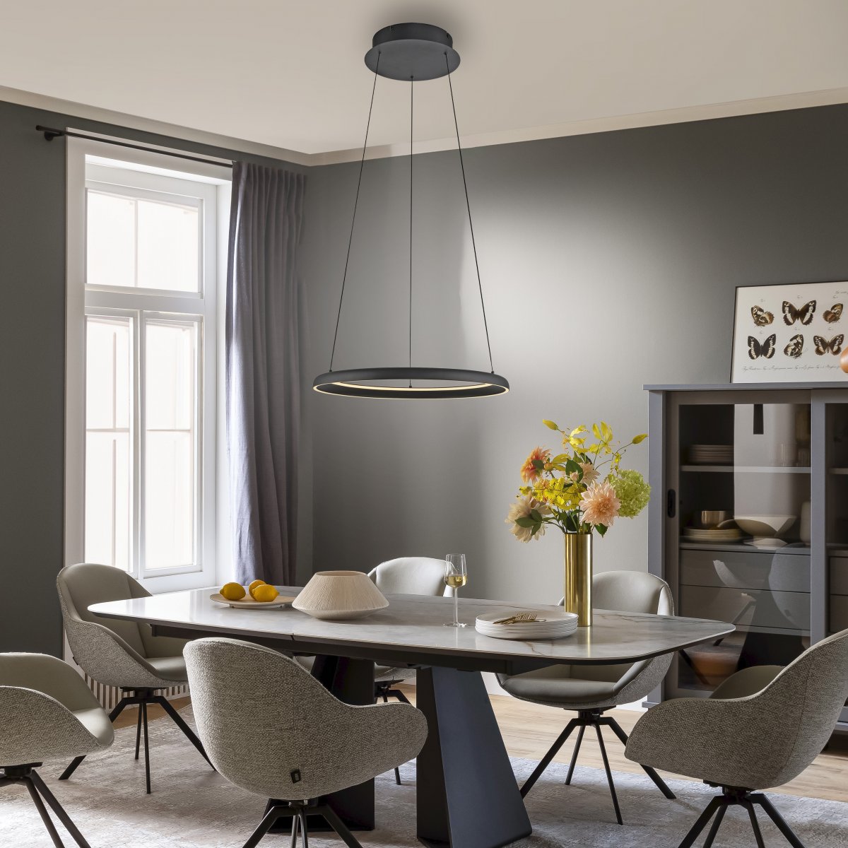 SCH�NER WOHNEN-Kollektion LED Pendelleuchte QUILLO, schwarz, dimmbar