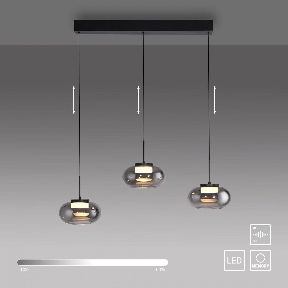 SCH�NER WOHNEN-Kollektion LED Pendelleuchte SIA, schwarz, 3-flammig, dimmbar