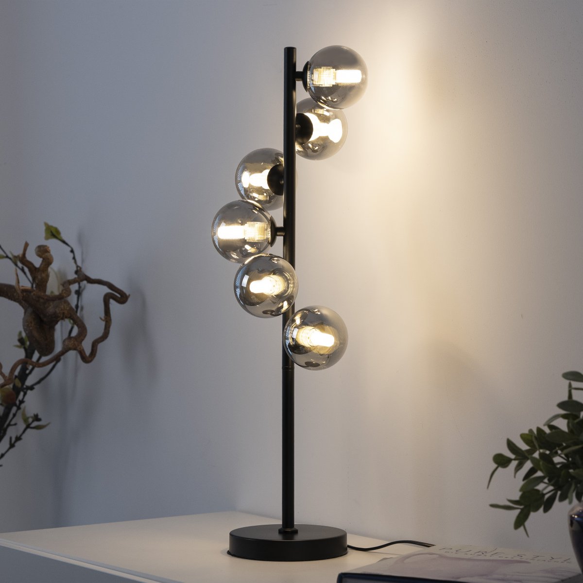 SCH�NER WOHNEN-Kollektion LED Tischleuchte DUBAI, schwarz, 6-flammig