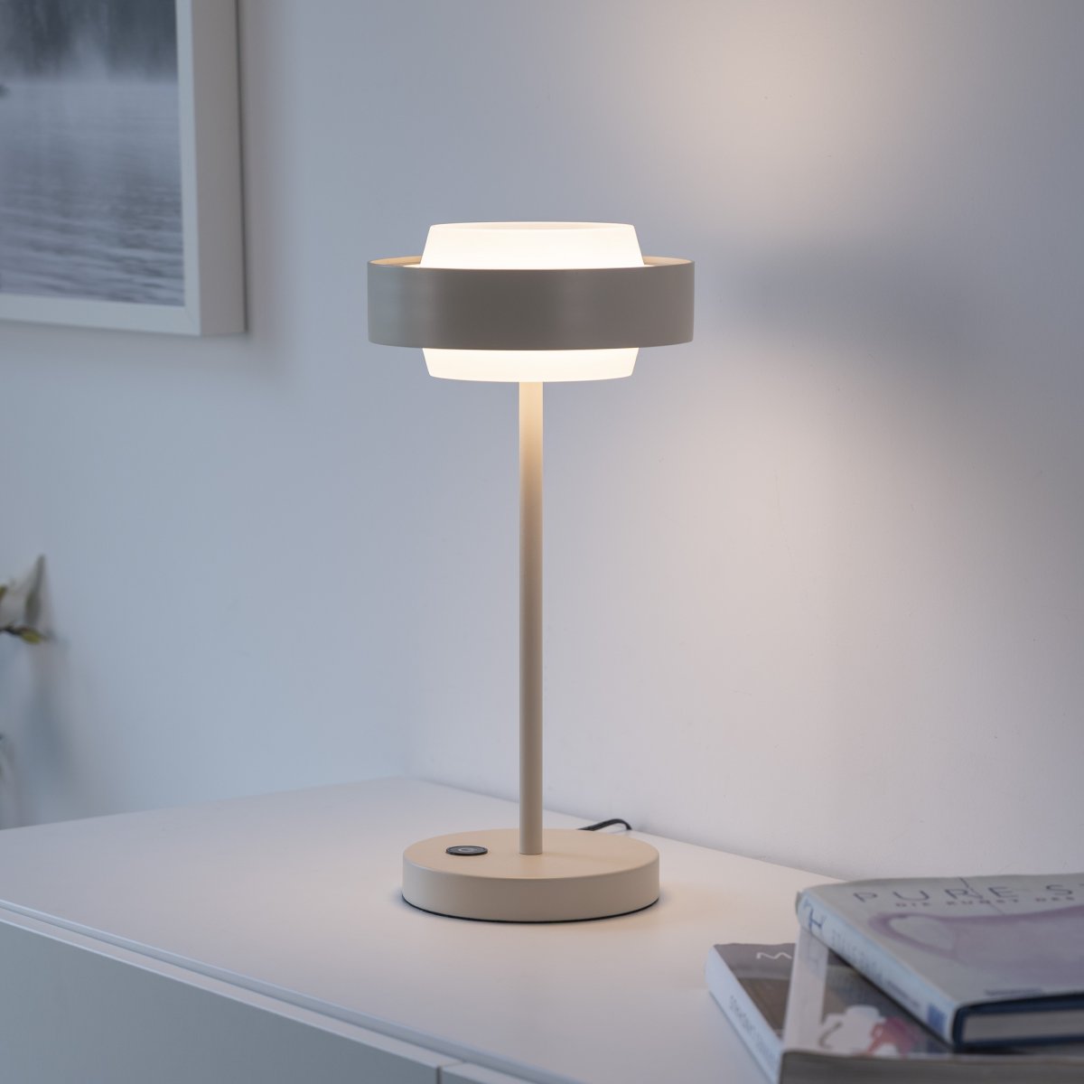 SCH�NER WOHNEN-Kollektion LED Tischleuchte ELMO, sandfarben, dimmbar
