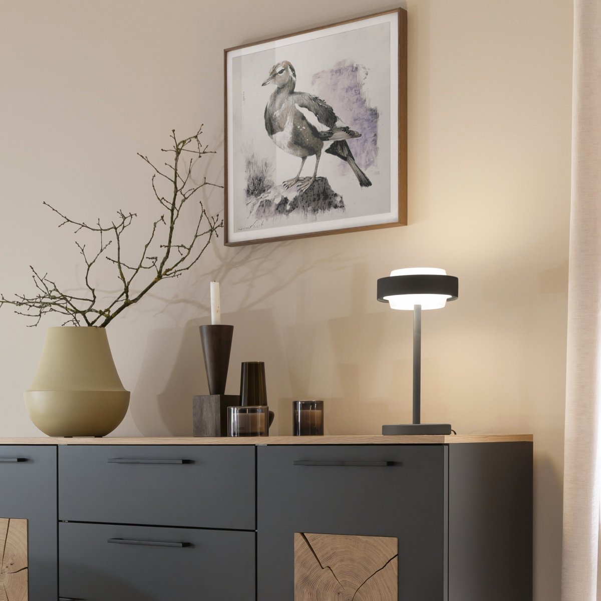 SCH�NER WOHNEN-Kollektion LED Tischleuchte ELMO, schwarz, dimmbar
