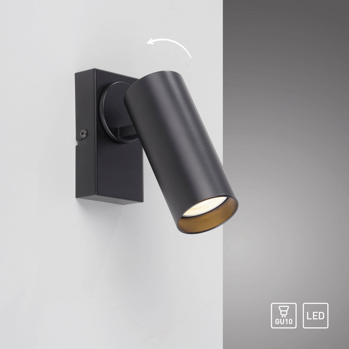 SCH�NER WOHNEN-Kollektion LED Wand- und Deckenleuchte RIK, schwarz