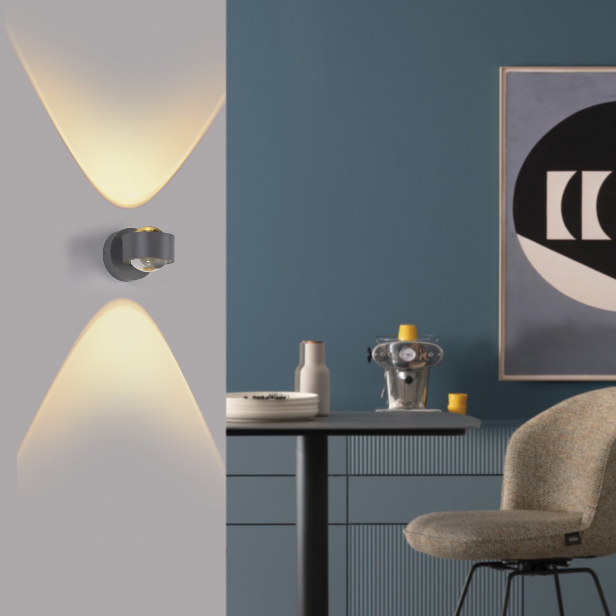 SCH�NER WOHNEN-Kollektion LED Wandleuchte CHIA, silber, 2-flammig