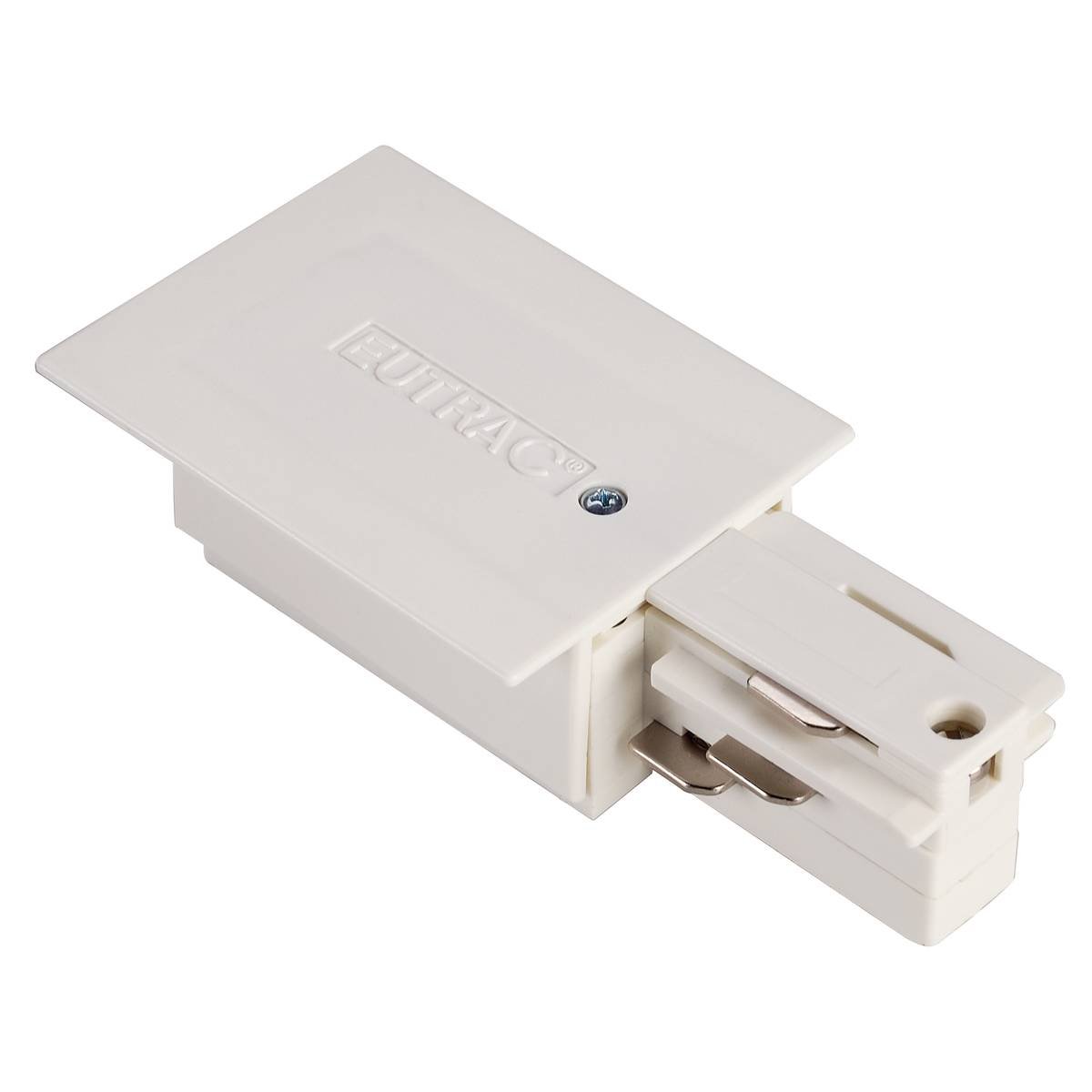 SLV No. 1001534 Einspeiser f�r EUTRAC 3-Phasen-Einbauschieschiene Erde rechts wei�