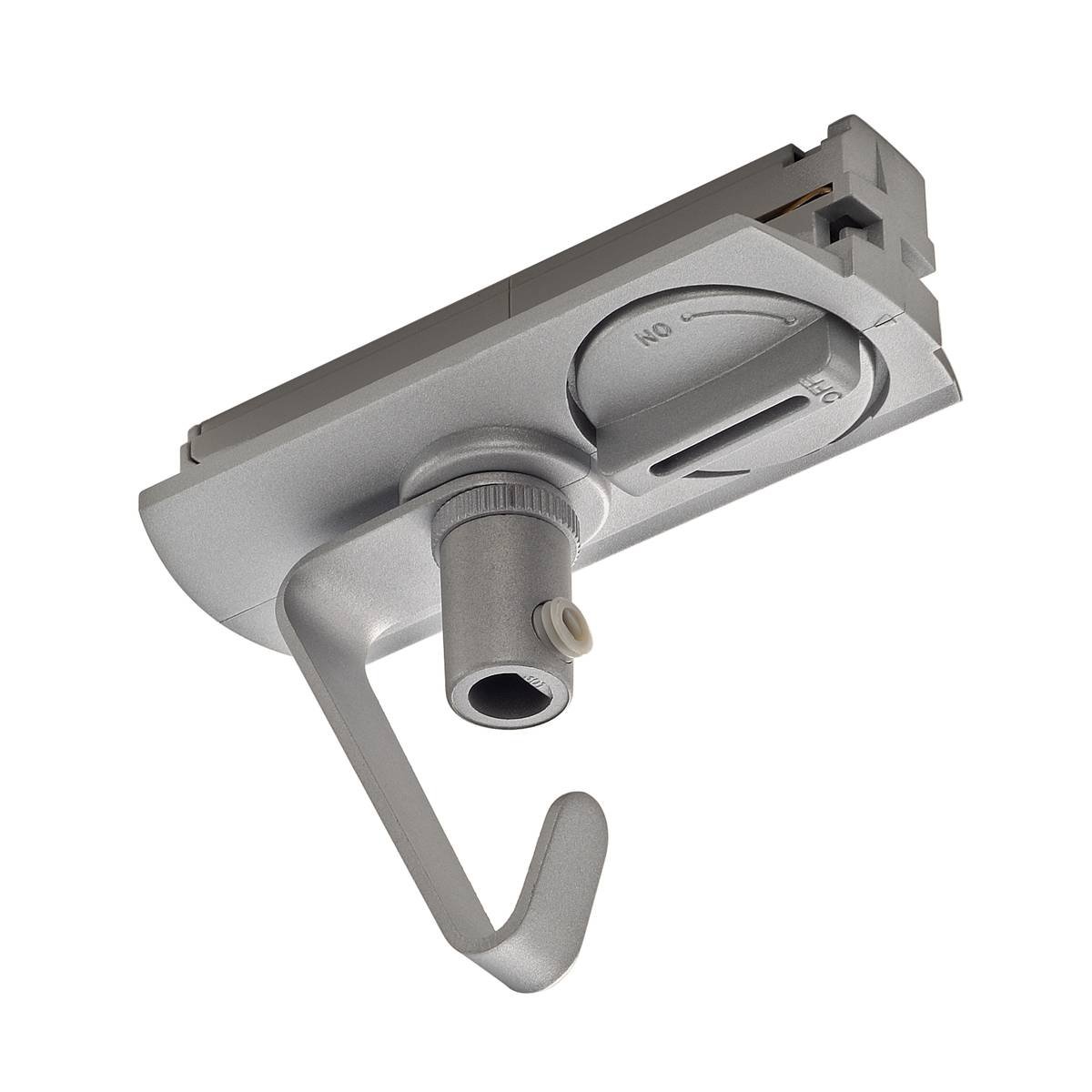 SLV No. 143172 Adapter f�r 1-Phasen Hochvoltschiene silbergrau elektrisch mit Haken