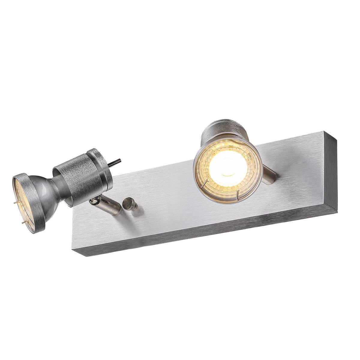 SLV No. 147442 ASTO II Wand- und Deckenleuchte alu geb�rstet 2xGU10 Spot max. 75W