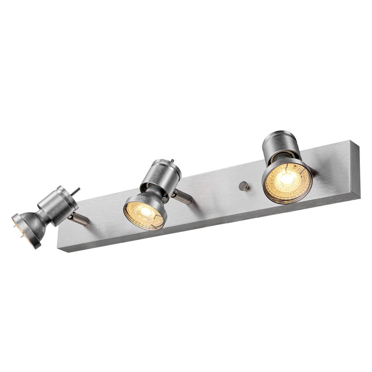 SLV No. 147443 ASTO III Wand- und Deckenleuchte alu geb�rstet 3xGU10 Spot max. 75W