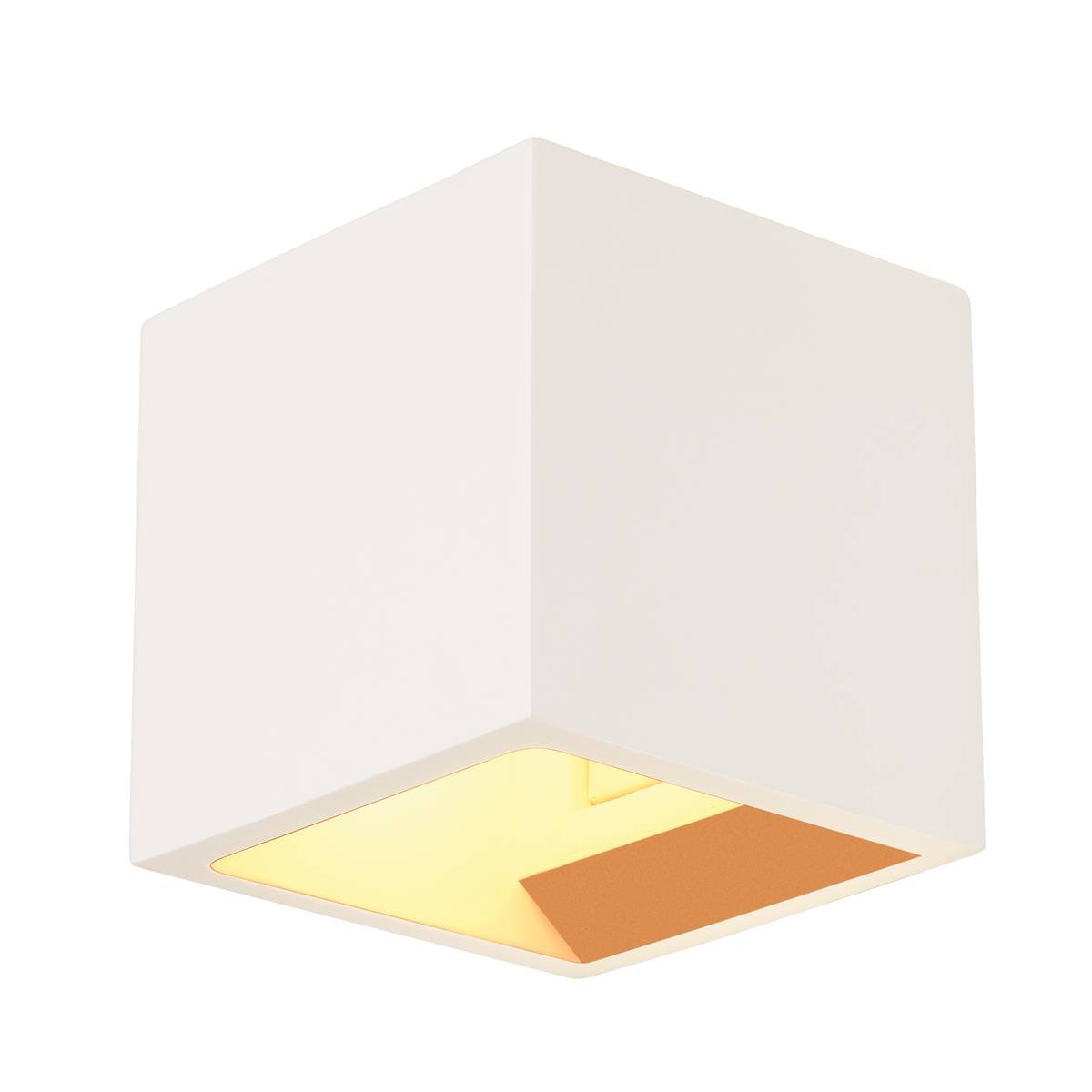 SLV No. 148018 PLASTRA CUBE Wandleuchte eckig weisser Gips G9 max. 42W