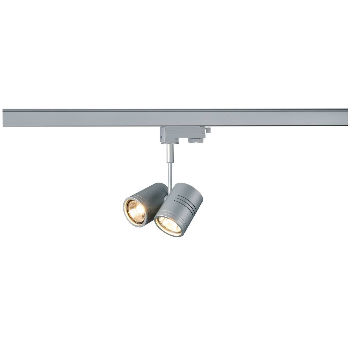 SLV No. 152232 BIMA 2 Leuchtenkopf silbergrau GU10 max. 50W inklusive 3Phasen-Adapter