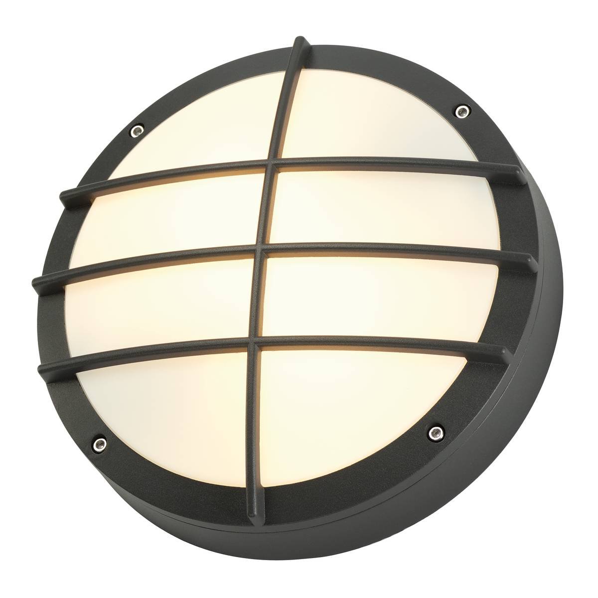SLV No. 229085 BULAN GRID Wandleuchte rund anthrazit E27 max. 2x25W PC Cover