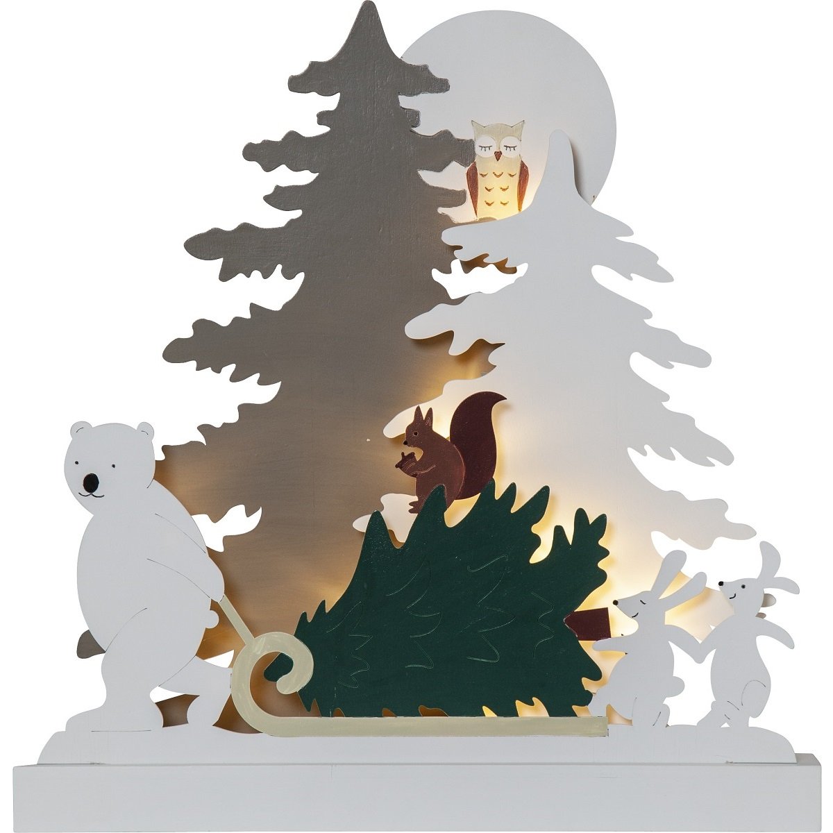 Star Trading Fensterleuchter Forest Friends Holz batteriebetrieben Timer