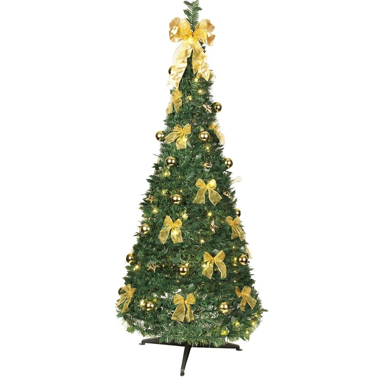 Star Trading Weihnachtsbaum Pull-Up Tree No. 603-91 gr�n 185x85cm warmwei� mit goldener Deko