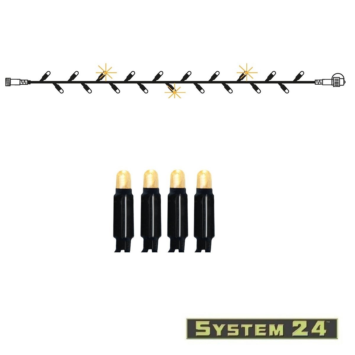System 24 LED Lichterkette Extra 5m 49 LED warmwei� IP44 blinkend