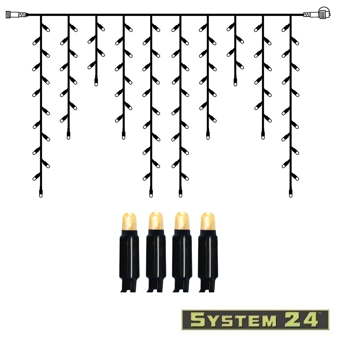 System 24 LED Lichtervorhang Extra 2m 98 LED warmwei� IP44