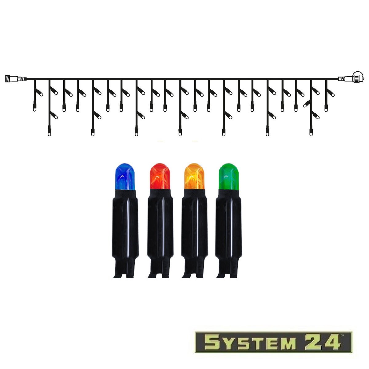 System 24 LED Lichtervorhang Extra 3m 49 LED Bunt IP44
