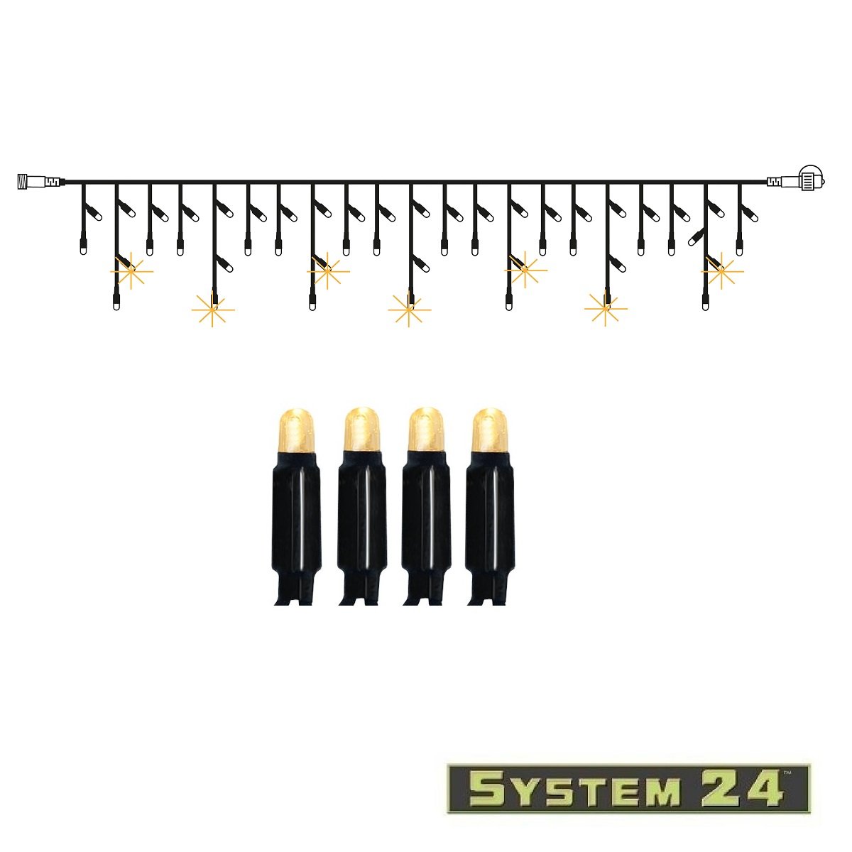 System 24 LED Lichtervorhang Extra 3m 49 LED warmwei� IP44 blinkend