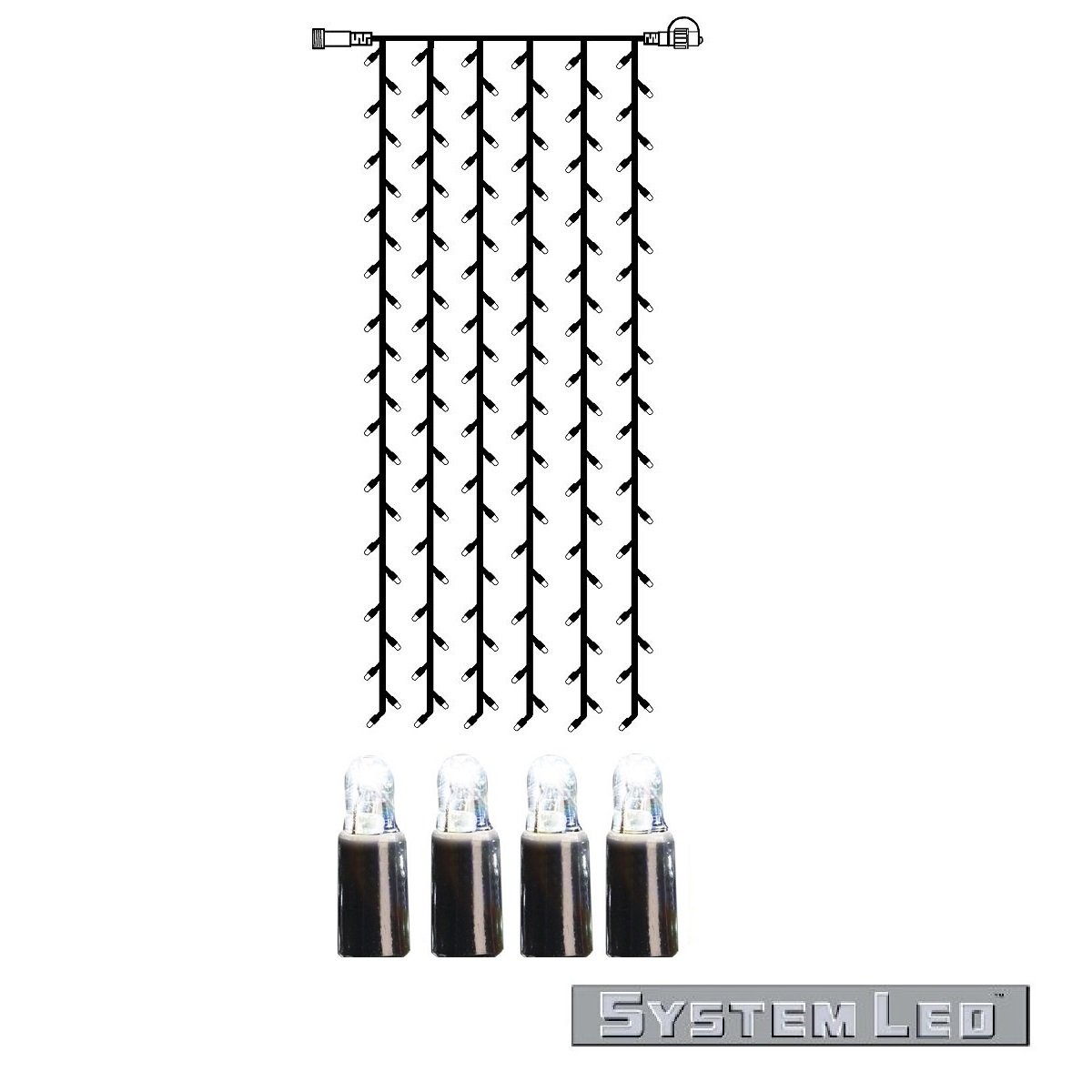 System LED Curtain-Extra 204-teilig 1 m x 4 m