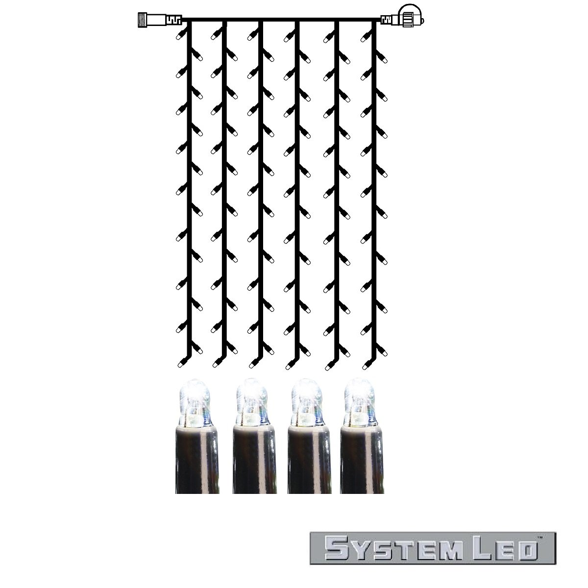 System LED Lichtervorhang Extra 100x200cm kaltwei�