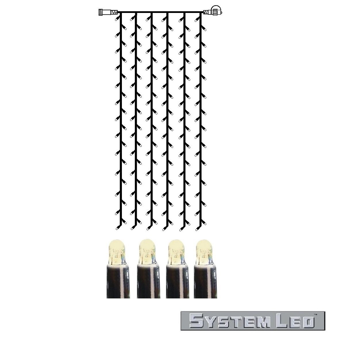 System LED Lichtervorhang Extra 100x400cm warmwei�
