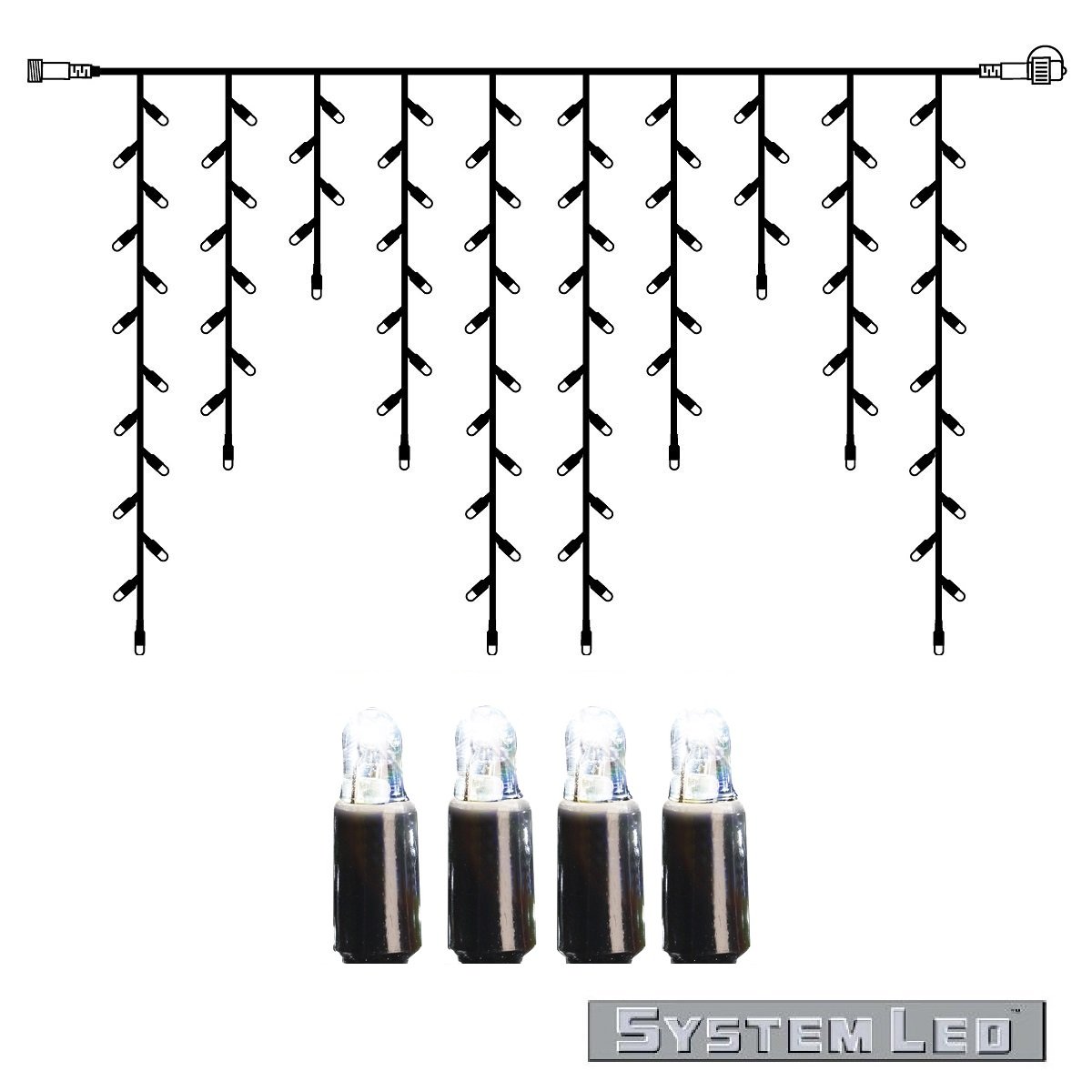 System LED Lichtervorhang Icicle-Extra 200x100cm kaltwei�