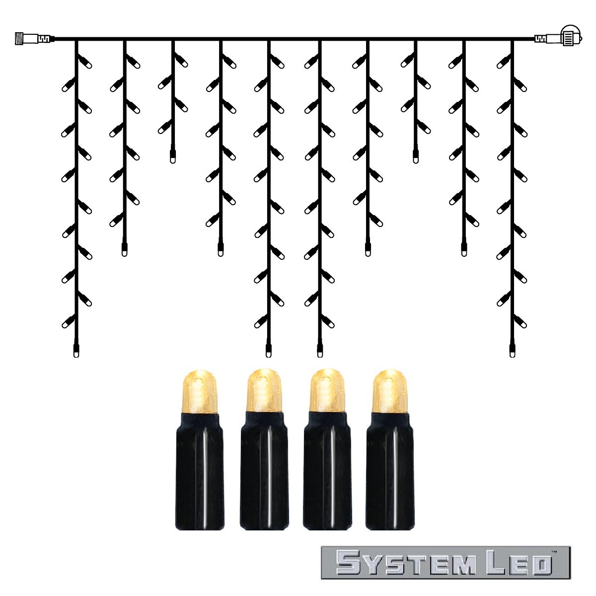 System LED Lichtervorhang Icicle-Extra 200x100cm warmwei�